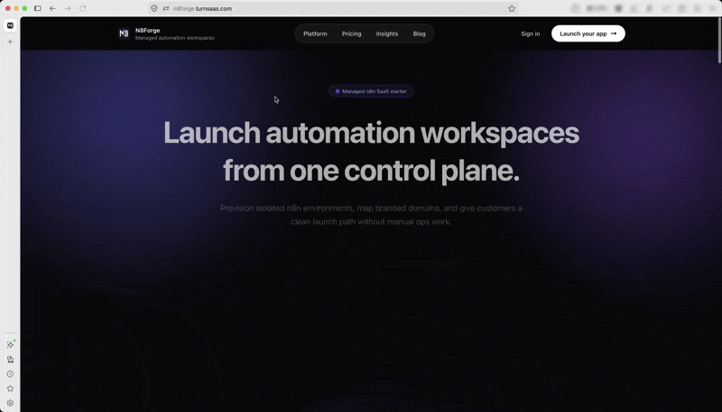 N8Forge – Managed n8n Hosting and Provisioning Platform